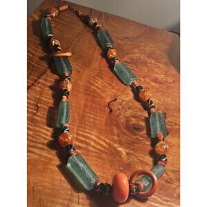 Gorgeous Handcrafted Glass Bead Necklace, 31.5"